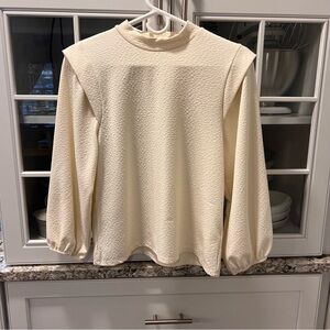 Lucky Brand‎ Mock-neck Cream Textured Blouse